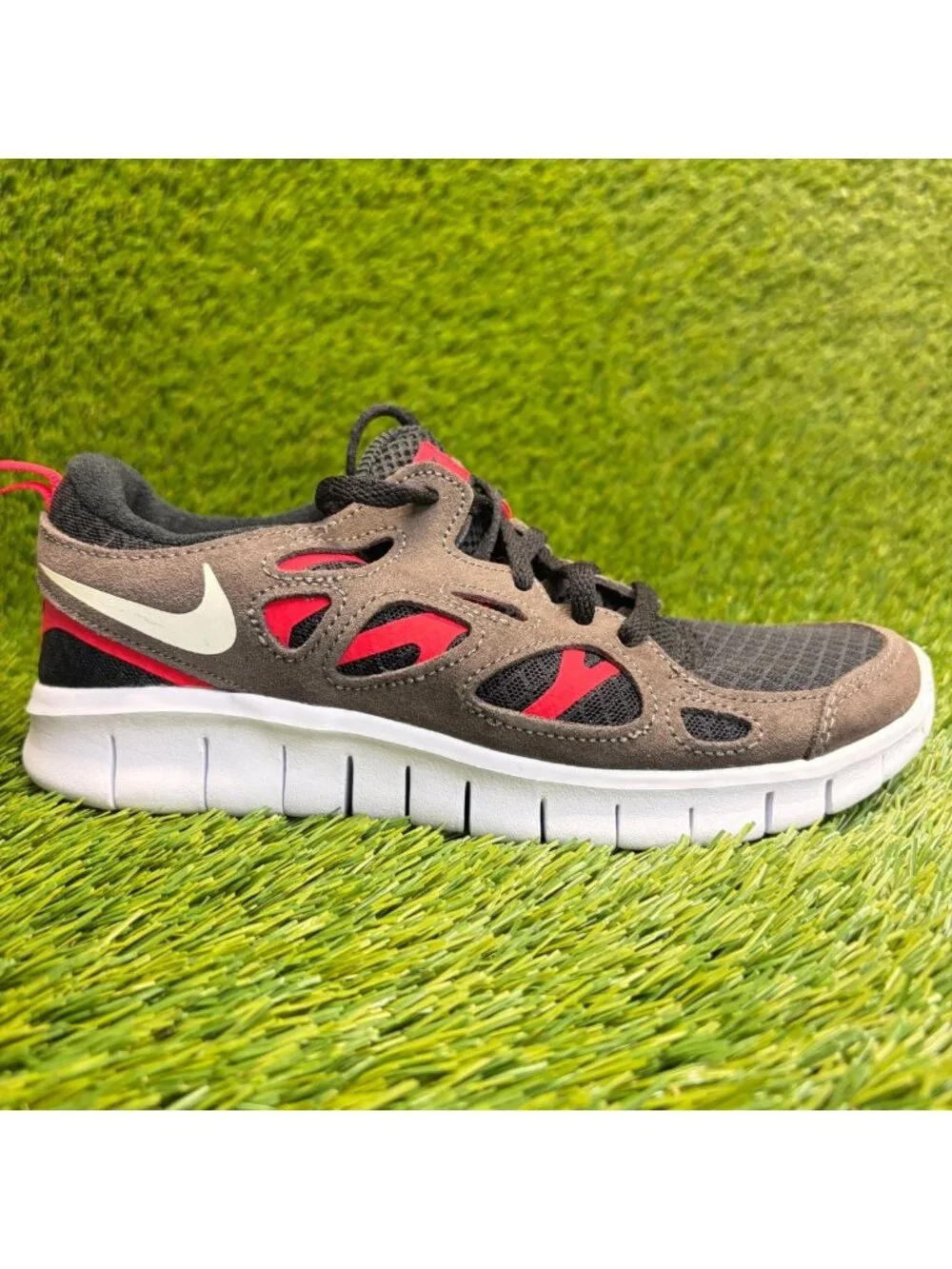 Nike Free Run 2 GS Boys Size 5.5Y Brown Black Athletic Running Shoes Sneakers